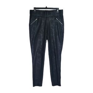 June & Hudson Black Snakeskin Print Skinny Legging Pants Zipper Pockets Plus 1X